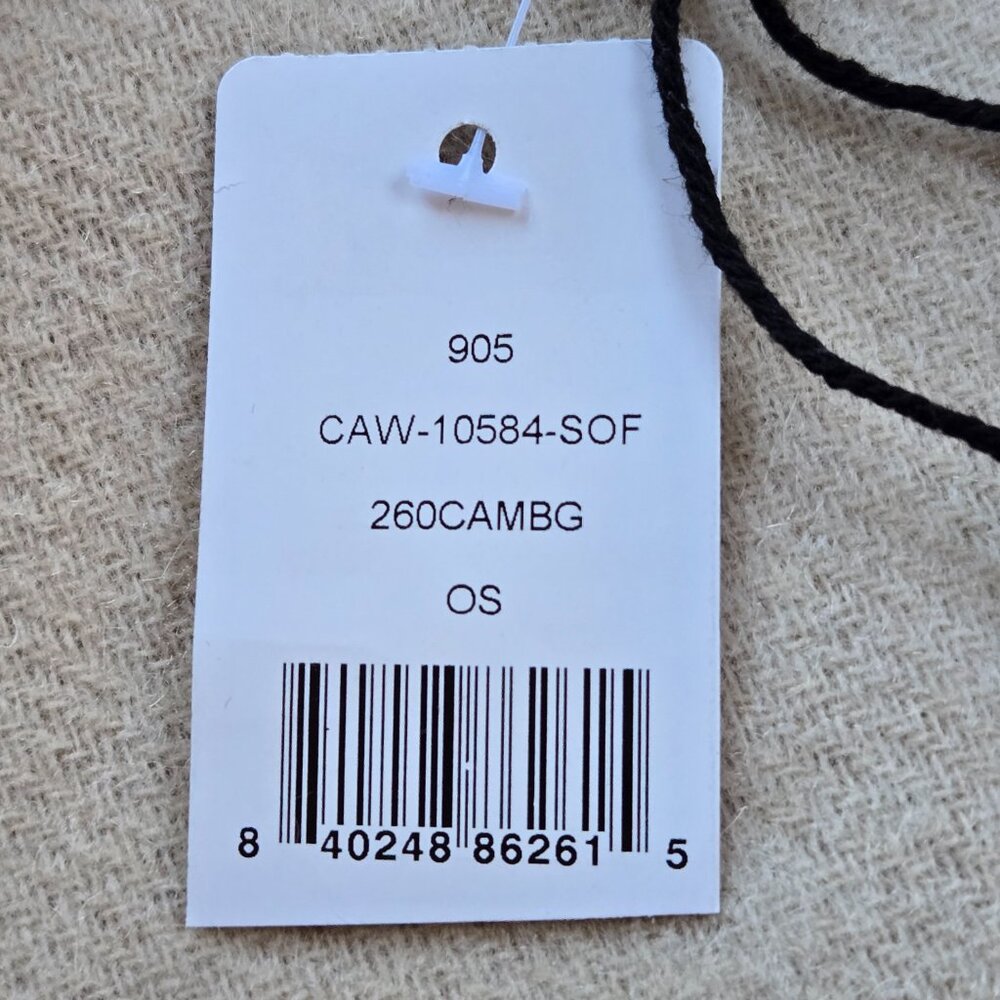 NWT Saks Reversible Merino Wool Wrap Tan & Ivory - Picture 4 of 9